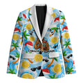 Aussie Christmas In Summer Blazer Surfing Santa And Kangaroo - Tropical Cartoon Beach