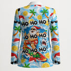 Aussie Christmas In Summer Blazer Surfing Santa And Kangaroo - Tropical Cartoon Beach