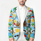 Aussie Christmas In Summer Blazer Surfing Santa And Kangaroo - Tropical Cartoon Beach
