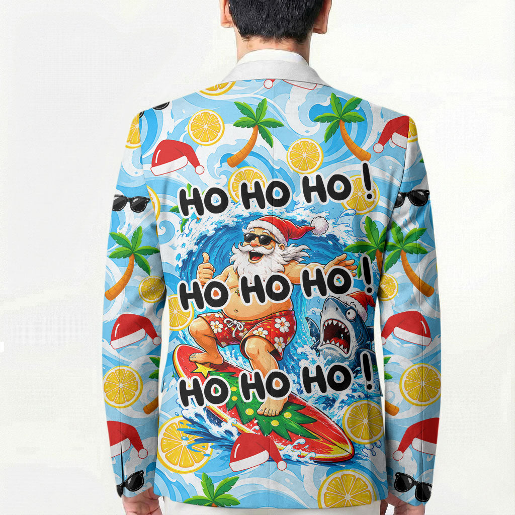 Aussie Christmas In Summer Blazer Surfing Santa And Kangaroo - Tropical Cartoon Beach