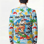 Aussie Christmas In Summer Blazer Surfing Santa And Kangaroo - Tropical Cartoon Beach