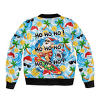Aussie Christmas In Summer Bomber Jacket Surfing Santa And Kangaroo - Tropical Cartoon Beach