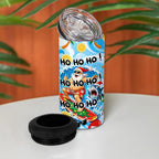 Aussie Christmas In Summer 4 in 1 Can Cooler Tumbler Surfing Santa And Kangaroo - Tropical Cartoon Beach
