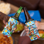 Aussie Christmas In Summer 4 in 1 Can Cooler Tumbler Surfing Santa And Kangaroo - Tropical Cartoon Beach