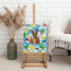 Aussie Christmas In Summer Canvas Wall Art Surfing Santa And Kangaroo - Tropical Cartoon Beach