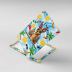 Aussie Christmas In Summer Canvas Wall Art Surfing Santa And Kangaroo - Tropical Cartoon Beach