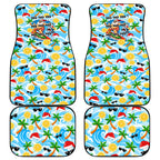 Aussie Christmas In Summer Car Mats Surfing Santa And Kangaroo - Tropical Cartoon Beach