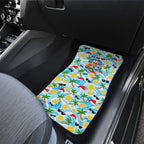 Aussie Christmas In Summer Car Mats Surfing Santa And Kangaroo - Tropical Cartoon Beach