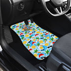 Aussie Christmas In Summer Car Mats Surfing Santa And Kangaroo - Tropical Cartoon Beach