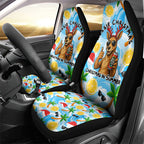 Aussie Christmas In Summer Car Seat Cover Surfing Santa And Kangaroo - Tropical Cartoon Beach