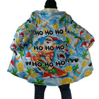 Aussie Christmas In Summer Cloak Surfing Santa And Kangaroo - Tropical Cartoon Beach