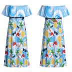 Aussie Christmas In Summer Couples Matching Off Shoulder Maxi Dress and Hawaiian Shirt Surfing Santa And Kangaroo - Tropical Cartoon Beach
