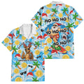 Aussie Christmas In Summer Family Matching Puletasi and Hawaiian Shirt Surfing Santa And Kangaroo - Tropical Cartoon Beach