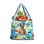 Aussie Christmas In Summer Grocery Bag Surfing Santa And Kangaroo - Tropical Cartoon Beach