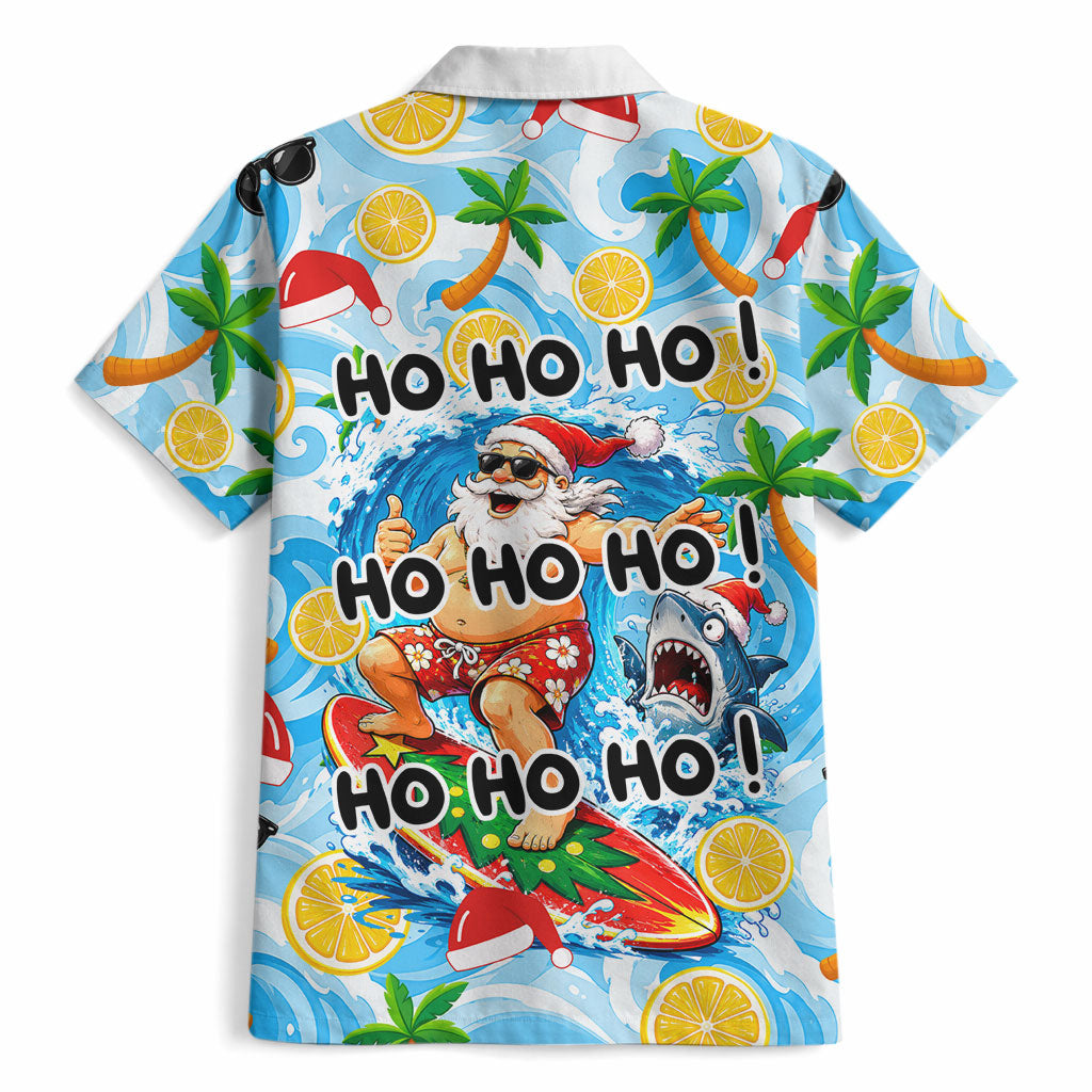 Aussie Christmas In Summer Hawaiian Shirt Surfing Santa And Kangaroo - Tropical Cartoon Beach