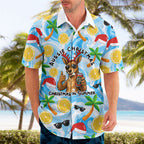 Aussie Christmas In Summer Hawaiian Shirt Surfing Santa And Kangaroo - Tropical Cartoon Beach