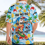 Aussie Christmas In Summer Hawaiian Shirt Surfing Santa And Kangaroo - Tropical Cartoon Beach