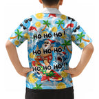 Aussie Christmas In Summer Hawaiian Shirt Surfing Santa And Kangaroo - Tropical Cartoon Beach