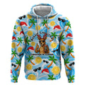 Aussie Christmas In Summer Hoodie Surfing Santa And Kangaroo - Tropical Cartoon Beach