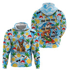 Aussie Christmas In Summer Hoodie Surfing Santa And Kangaroo - Tropical Cartoon Beach