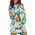 Aussie Christmas In Summer Hoodie Dress Surfing Santa And Kangaroo - Tropical Cartoon Beach