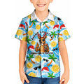 Aussie Christmas In Summer Kid Hawaiian Shirt Surfing Santa And Kangaroo - Tropical Cartoon Beach