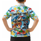 Aussie Christmas In Summer Kid Hawaiian Shirt Surfing Santa And Kangaroo - Tropical Cartoon Beach
