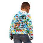Aussie Christmas In Summer Kid Hoodie Surfing Santa And Kangaroo - Tropical Cartoon Beach