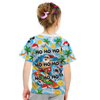 Aussie Christmas In Summer Kid T Shirt Surfing Santa And Kangaroo - Tropical Cartoon Beach