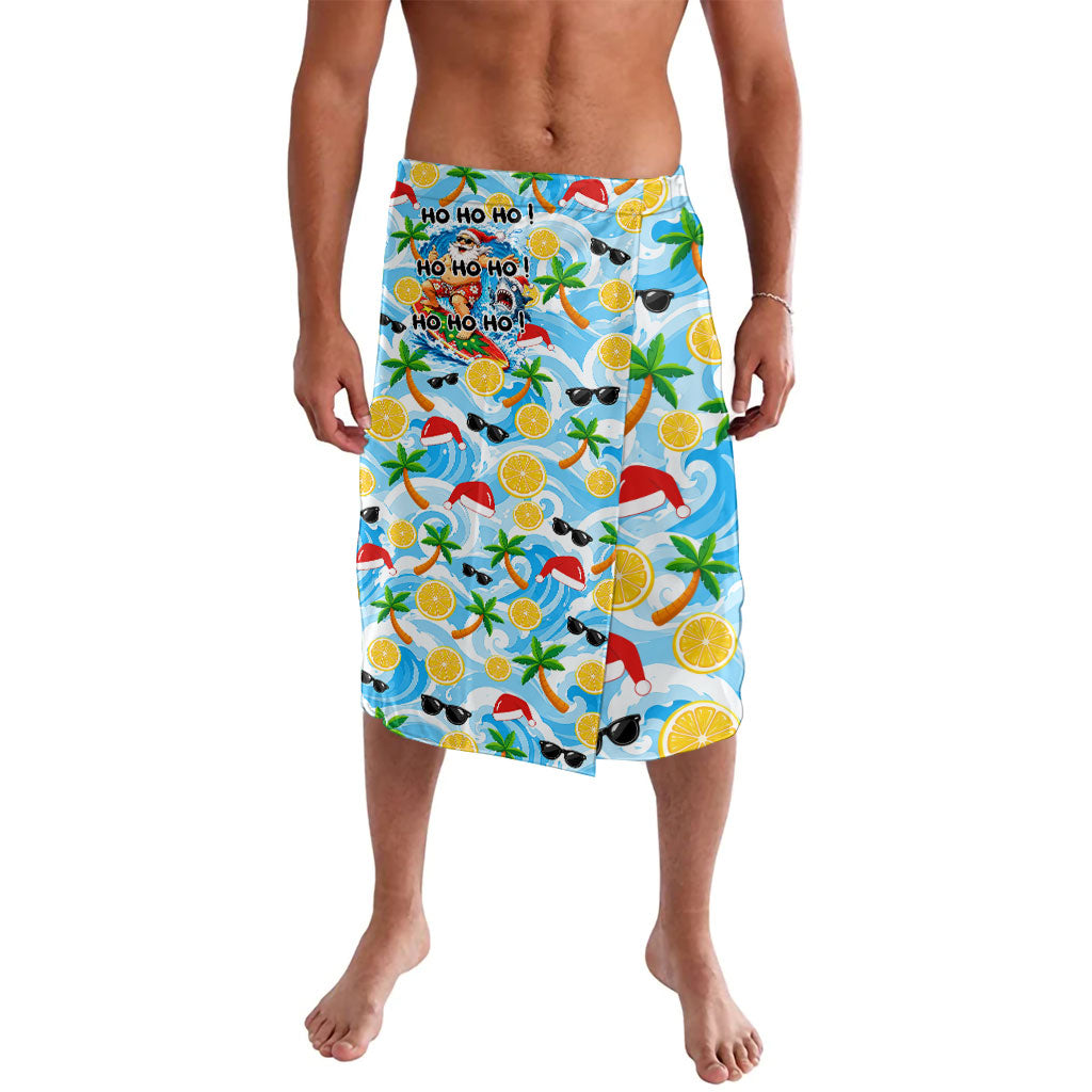 Aussie Christmas In Summer Lavalava Surfing Santa And Kangaroo - Tropical Cartoon Beach