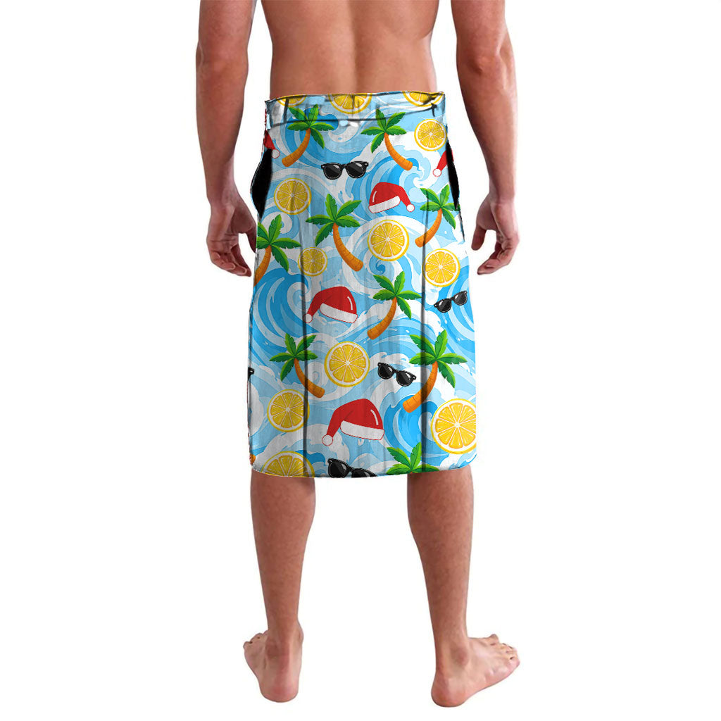 Aussie Christmas In Summer Lavalava Surfing Santa And Kangaroo - Tropical Cartoon Beach