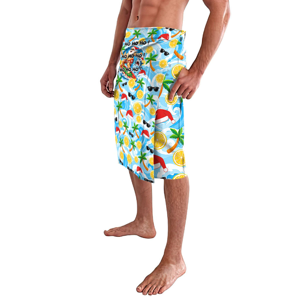 Aussie Christmas In Summer Lavalava Surfing Santa And Kangaroo - Tropical Cartoon Beach