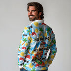 Aussie Christmas In Summer Long Sleeve Polo Shirt Surfing Santa And Kangaroo - Tropical Cartoon Beach