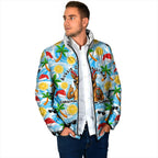 Aussie Christmas In Summer Padded Jacket Surfing Santa And Kangaroo - Tropical Cartoon Beach