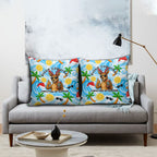 Aussie Christmas In Summer Pillow Cover Surfing Santa And Kangaroo - Tropical Cartoon Beach