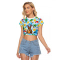 Aussie Christmas In Summer Raglan Cropped T Shirt Surfing Santa And Kangaroo - Tropical Cartoon Beach