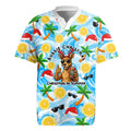 Aussie Christmas In Summer Rugby Jersey Surfing Santa And Kangaroo - Tropical Cartoon Beach