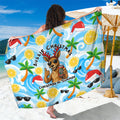 Aussie Christmas In Summer Sarong Surfing Santa And Kangaroo - Tropical Cartoon Beach