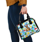 Aussie Christmas In Summer Shoulder Handbag Surfing Santa And Kangaroo - Tropical Cartoon Beach