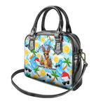 Aussie Christmas In Summer Shoulder Handbag Surfing Santa And Kangaroo - Tropical Cartoon Beach