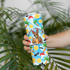 Aussie Christmas In Summer Skinny Tumbler Surfing Santa And Kangaroo - Tropical Cartoon Beach