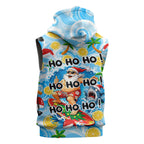 Aussie Christmas In Summer Sleeveless Hoodie Surfing Santa And Kangaroo - Tropical Cartoon Beach