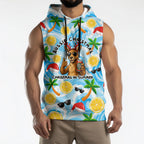 Aussie Christmas In Summer Sleeveless Hoodie Surfing Santa And Kangaroo - Tropical Cartoon Beach