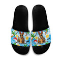 Aussie Christmas In Summer Slide Sandals Surfing Santa And Kangaroo - Tropical Cartoon Beach