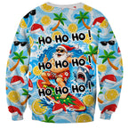 Aussie Christmas In Summer Sweatshirt Surfing Santa And Kangaroo - Tropical Cartoon Beach