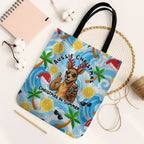 Aussie Christmas In Summer Tote Bag Surfing Santa And Kangaroo - Tropical Cartoon Beach