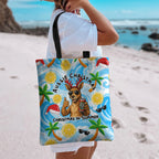 Aussie Christmas In Summer Tote Bag Surfing Santa And Kangaroo - Tropical Cartoon Beach