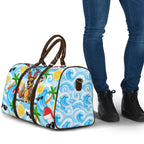 Aussie Christmas In Summer Travel Bag Surfing Santa And Kangaroo - Tropical Cartoon Beach