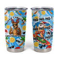 Aussie Christmas In Summer Tumbler Cup Surfing Santa And Kangaroo - Tropical Cartoon Beach