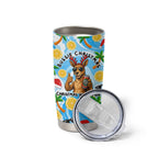 Aussie Christmas In Summer Tumbler Cup Surfing Santa And Kangaroo - Tropical Cartoon Beach